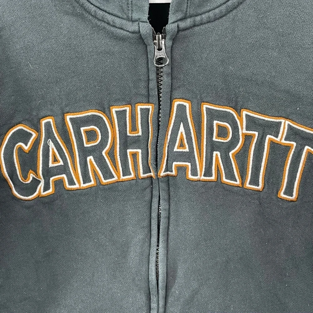 Carhartt Full Zip Hoodie Boys Medium 10-12 Black Embroidered Logo Sweatshirt